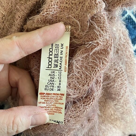 BooHoo mauve feather texture wrap sweater size 8 - Picture 5 of 9